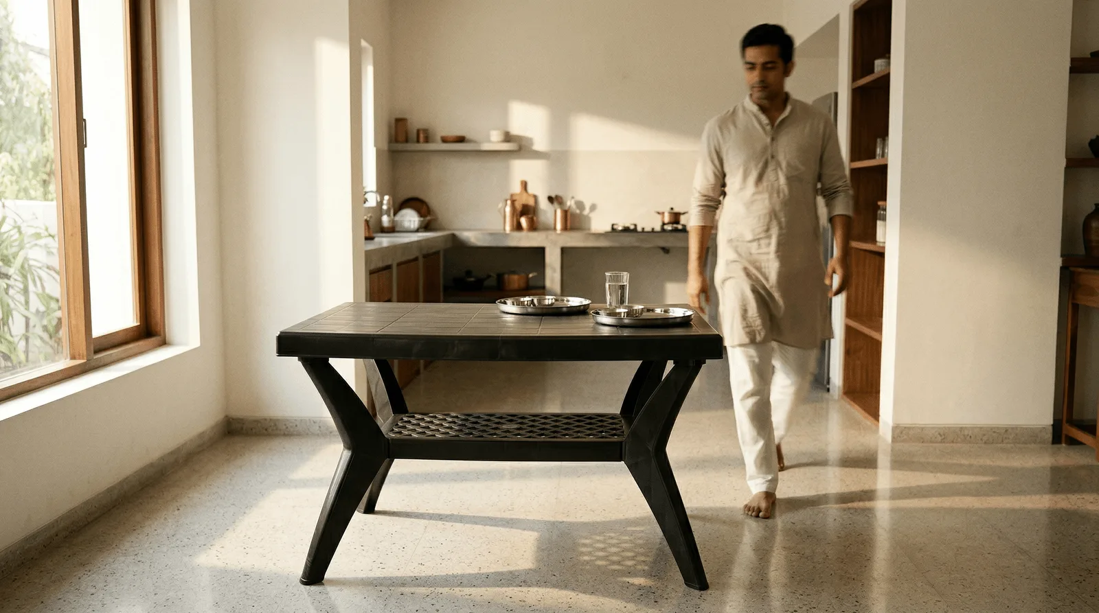 Crown Volvo dining table in modern Indian kitchen